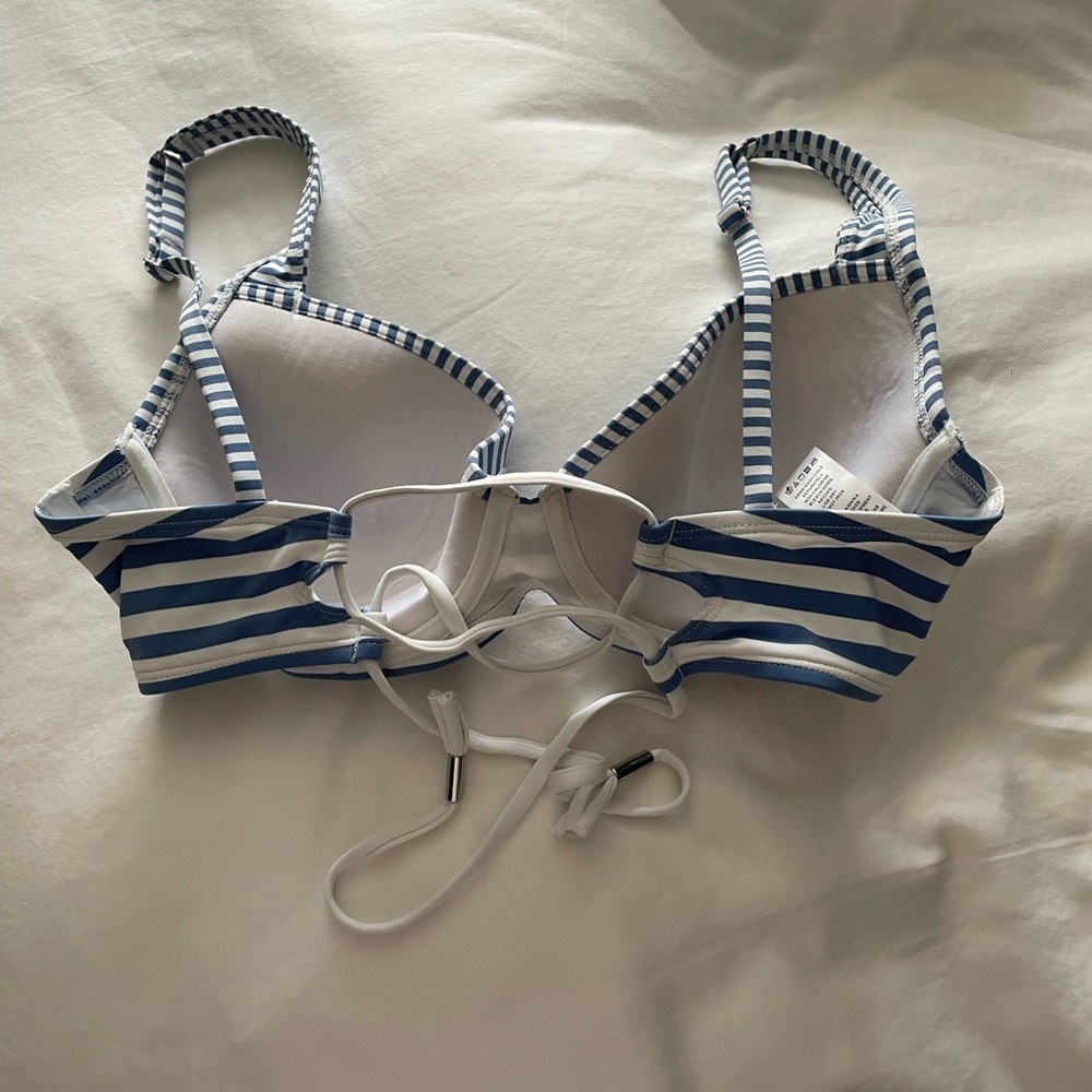 Tommy Bahama Blue Striped Lace Back Bikini Top Size 36C - Picture 3 of 8